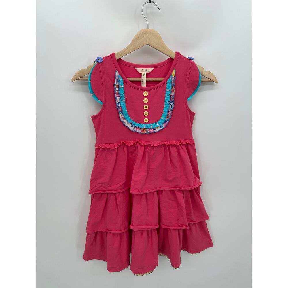 Matilda Jane Lets go together Have Your Cake Dress Girls 10 Pink Blue Ruffle